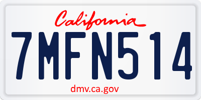 CA license plate 7MFN514