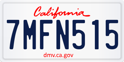CA license plate 7MFN515