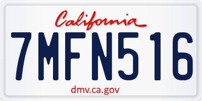 CA license plate 7MFN516