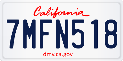 CA license plate 7MFN518