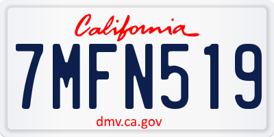 CA license plate 7MFN519