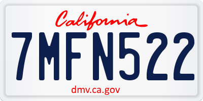 CA license plate 7MFN522