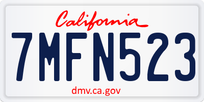 CA license plate 7MFN523