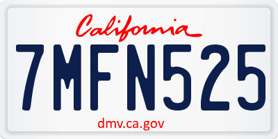 CA license plate 7MFN525