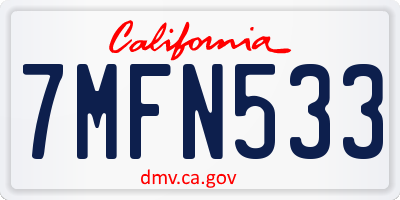 CA license plate 7MFN533