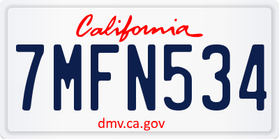 CA license plate 7MFN534