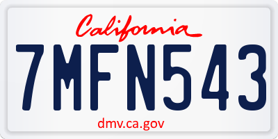 CA license plate 7MFN543