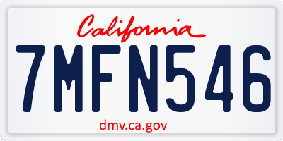 CA license plate 7MFN546