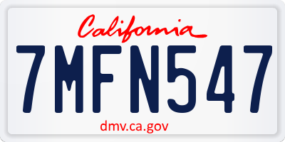 CA license plate 7MFN547