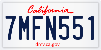CA license plate 7MFN551