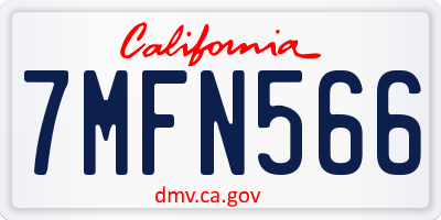 CA license plate 7MFN566