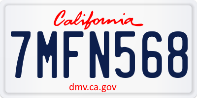 CA license plate 7MFN568
