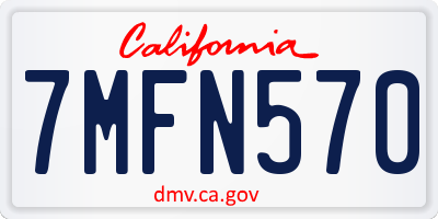 CA license plate 7MFN570