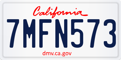 CA license plate 7MFN573