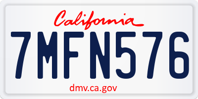CA license plate 7MFN576