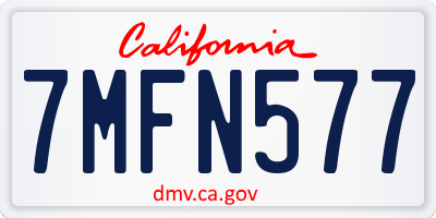 CA license plate 7MFN577