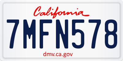 CA license plate 7MFN578