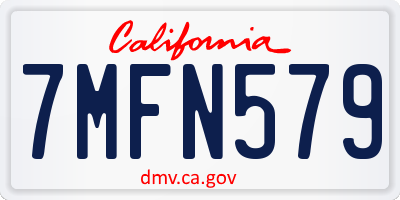 CA license plate 7MFN579