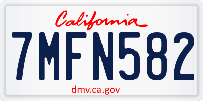 CA license plate 7MFN582