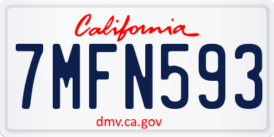 CA license plate 7MFN593