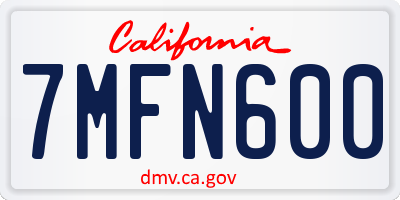 CA license plate 7MFN600