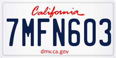 CA license plate 7MFN603