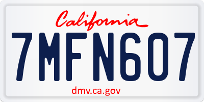 CA license plate 7MFN607
