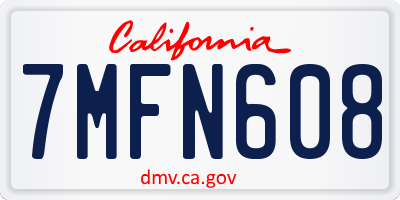 CA license plate 7MFN608