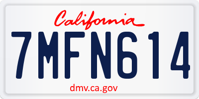 CA license plate 7MFN614