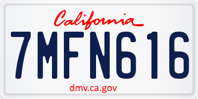 CA license plate 7MFN616