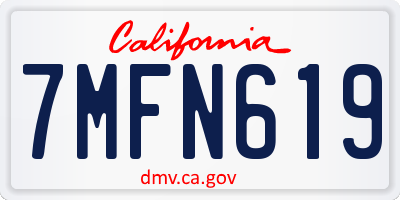 CA license plate 7MFN619