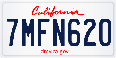 CA license plate 7MFN620
