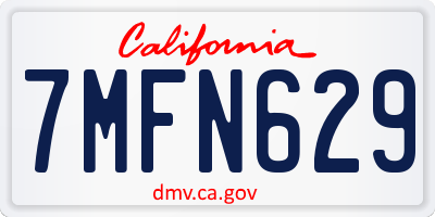 CA license plate 7MFN629
