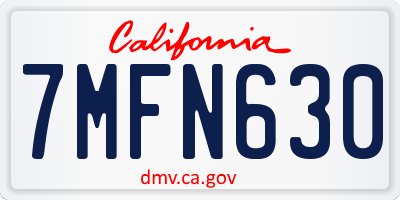 CA license plate 7MFN630