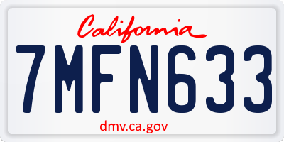 CA license plate 7MFN633