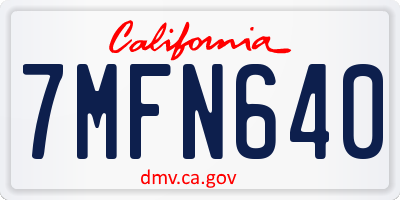 CA license plate 7MFN640