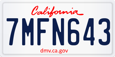 CA license plate 7MFN643