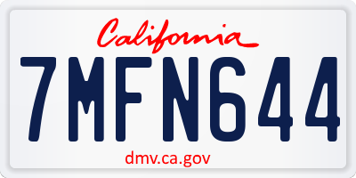 CA license plate 7MFN644