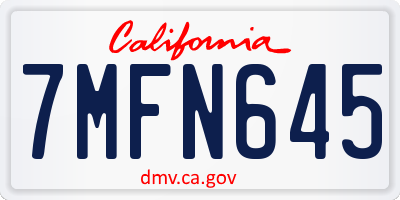 CA license plate 7MFN645