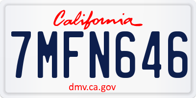 CA license plate 7MFN646