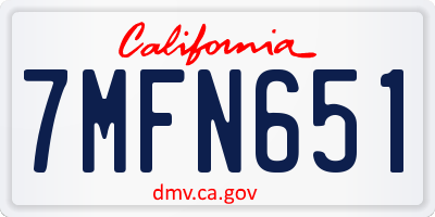 CA license plate 7MFN651