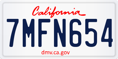 CA license plate 7MFN654