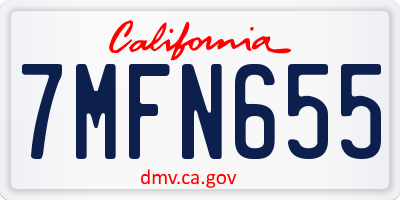 CA license plate 7MFN655