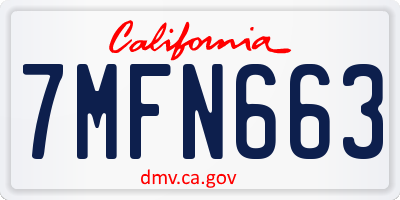 CA license plate 7MFN663