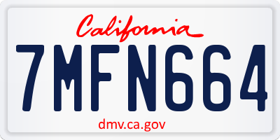 CA license plate 7MFN664
