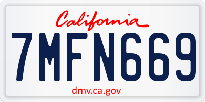 CA license plate 7MFN669