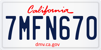 CA license plate 7MFN670