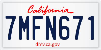 CA license plate 7MFN671