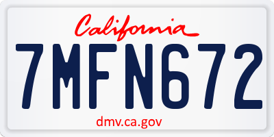 CA license plate 7MFN672