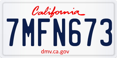 CA license plate 7MFN673